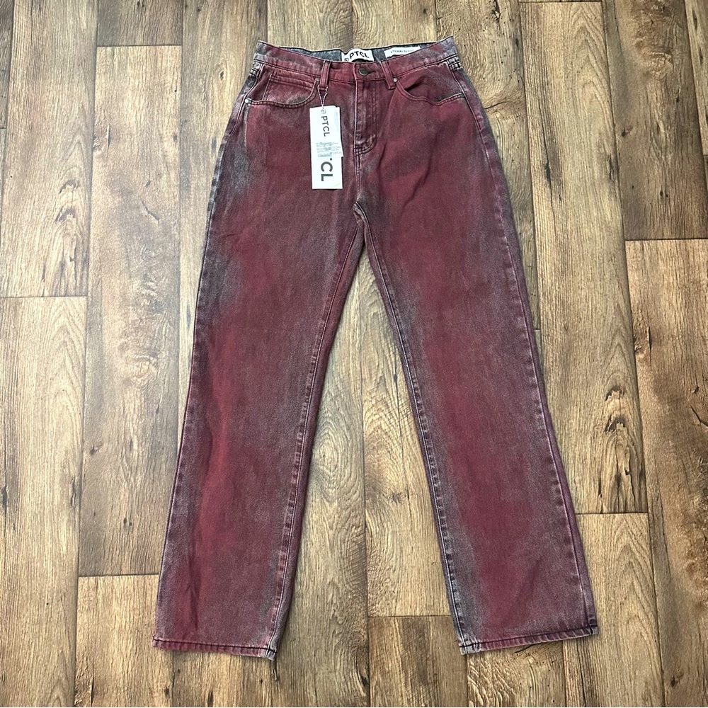 Ptcl Ethikal Denim Distressed Straight Jeans Women’s Size 29 Red Gray